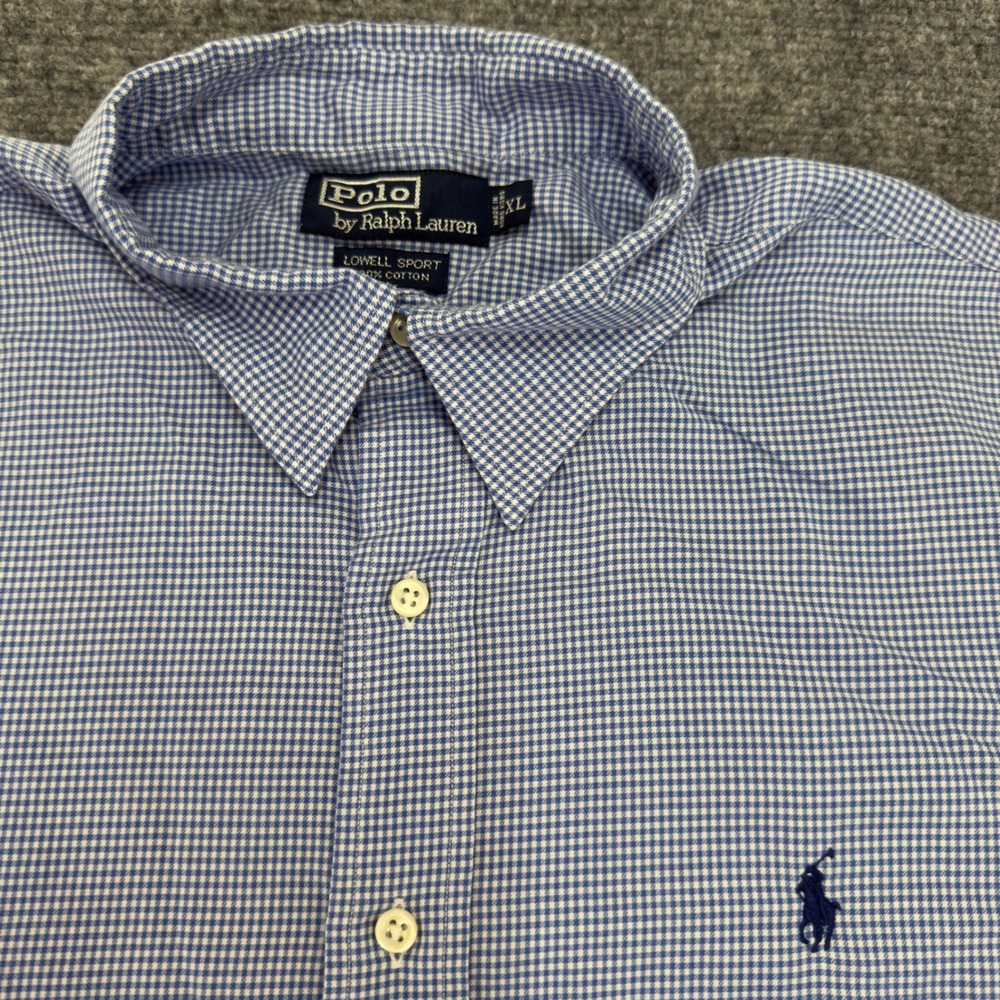 Polo Ralph Lauren Lowell Sport Gingham Button Down Shirt Blue Size XL